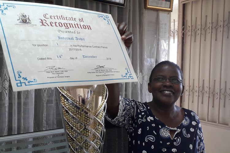 Ms. Ann, the Secretary Internal Audit displays the No. 1 position achieved in year 2018/2019 among Central Admin Departments