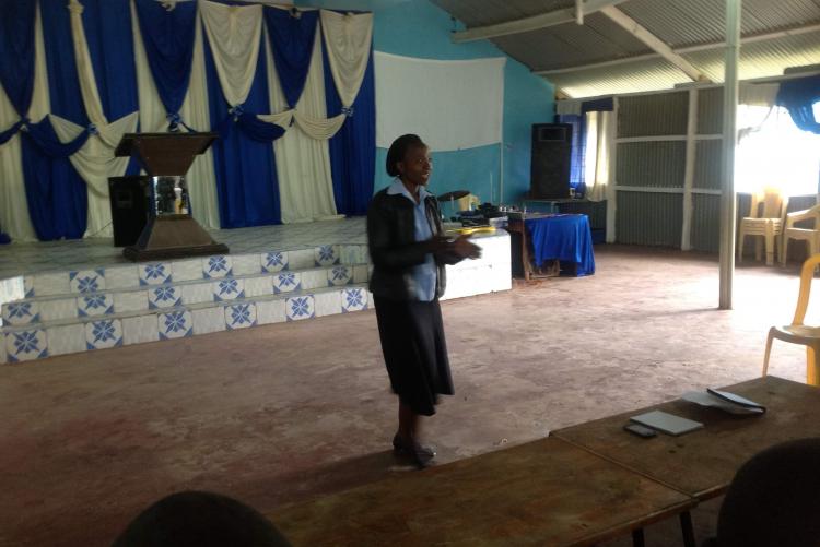 Ms. Aileen Nyatuga giving a vote of thank to the management of the children's home