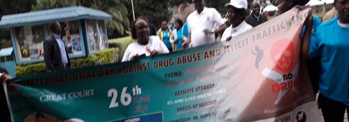 Internal Audit joins the trouping congregation around the campus during International Day Against Drug Abuse (2019) 
