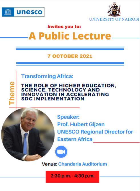 Invitation to Public Lecture by UNESCO Regional Director for East Africa