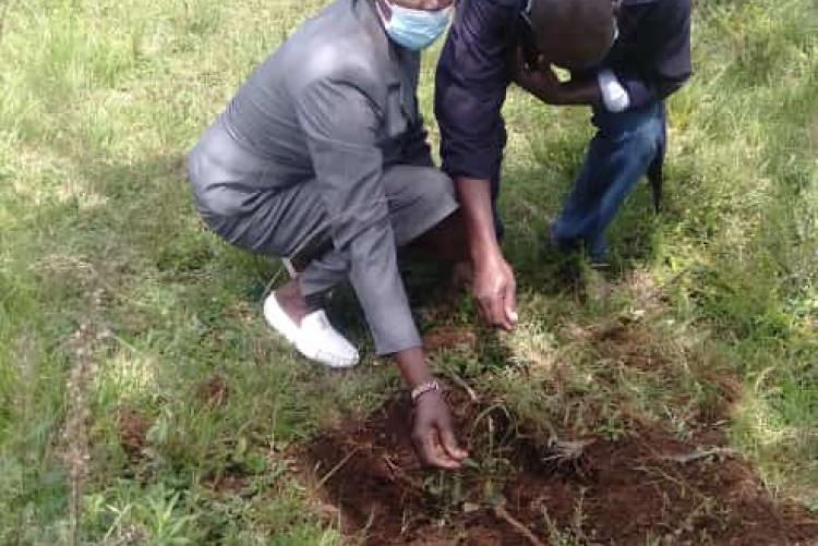 Rachel Nduta planning agree at University of Nairobi Kasarani campus during the tree planting exercise carried on Tuesday 18 May 2021